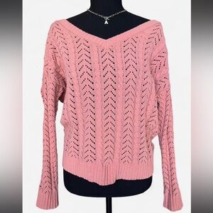 moon & madison Small/Medium Off-the-Shoulder Pink Sweater